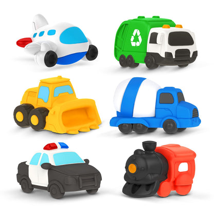 Zippytots 6 PCS Vehicle Floating Bath Toys Mold Free Infant Bath Tub Toys for 12 Months - No Hole Bathtub Toys for Toddlers 1-3 Water Pool Toys for Baby Toddler Ages 1+