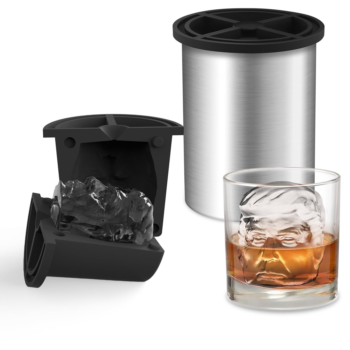 Clear Ice Cube Maker, 2" Clear Ice Ball Maker for Old Fashioned Whiskey lover, Bourbon, Whiskey, Cocktail Funny Gifts for Men on Birthday or Holiday, Easy-Release Stainless Steel Ice Mold(1Pack)