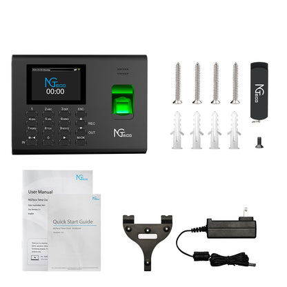 NGTeco APP-Based Time Clock for Employees Small Business, Automatic Fingerprint Clock in and Out Machine with 2000mAh Battery, 2.4GHz WiFi, iOS&Android, No Monthly Fee