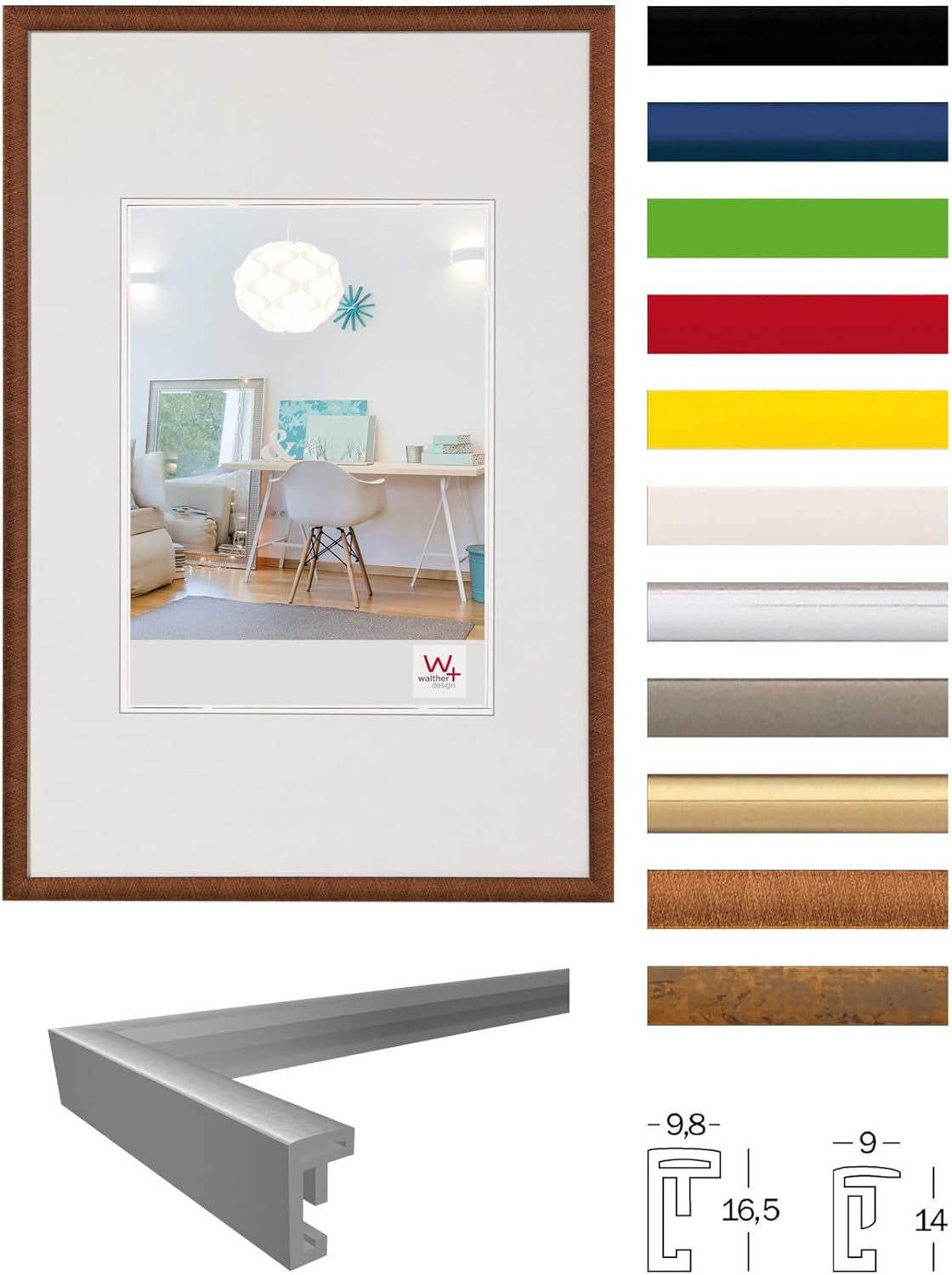 Walther Design KV130B Picture Frame, 8.25 x 11.75 inch (21 x 29.7 cm), Black