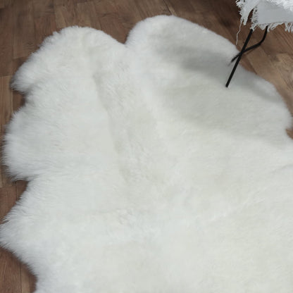 Champlus Genuine Australian Merino Sheepskin Rug, 4x6.6 ft Sheep Skin Rug, Lambskin Area Rug, 4-Pelt, White