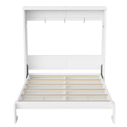 Full Murphy Bed Space-Saving Wall Bed, can be Folded into a Cabinet Bed for Multipurpose Guest Room or Home Office, White