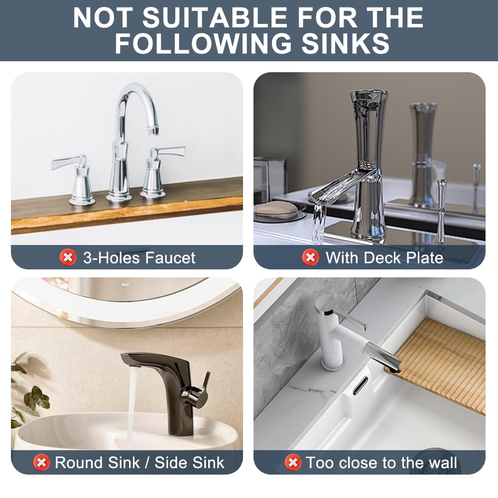 Silicone Faucet Drip Catcher Tray Mat - Upgraded Design - Sink Backsplash Guard Behind Faucet, Silicone Faucet Mat for Dish Soap Sponge Holder, Kitchen Counter Bathroom Kitchen Sink Splash Guard -Grey