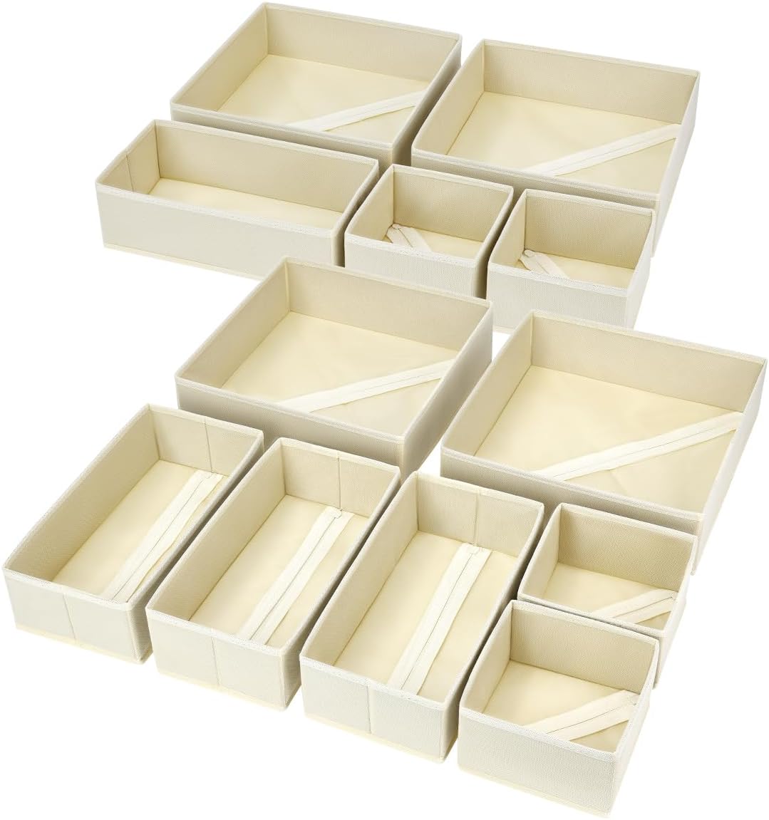 12 Pack Closet DIMJ Drawer Organizer Clothes, Dresser Organizer, Foldable Organizers and Storage, Fabric Dresser Bins