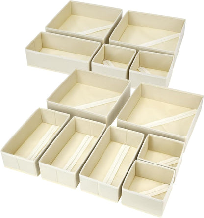 12 Pack Closet DIMJ Drawer Organizer Clothes, Dresser Organizer, Foldable Organizers and Storage, Fabric Dresser Bins