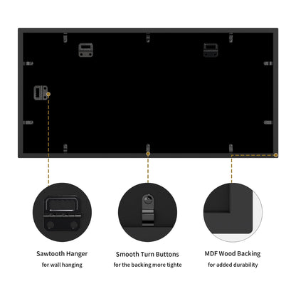 YESKAY 4x6 Picture Frame Collage for Wall Decor,Multiple Photo Collage Frames with Tempered Glass,8-Opening for 4 x 6 Picture Frames,Rustic Black,1 Pack(OD:11.75X21in)