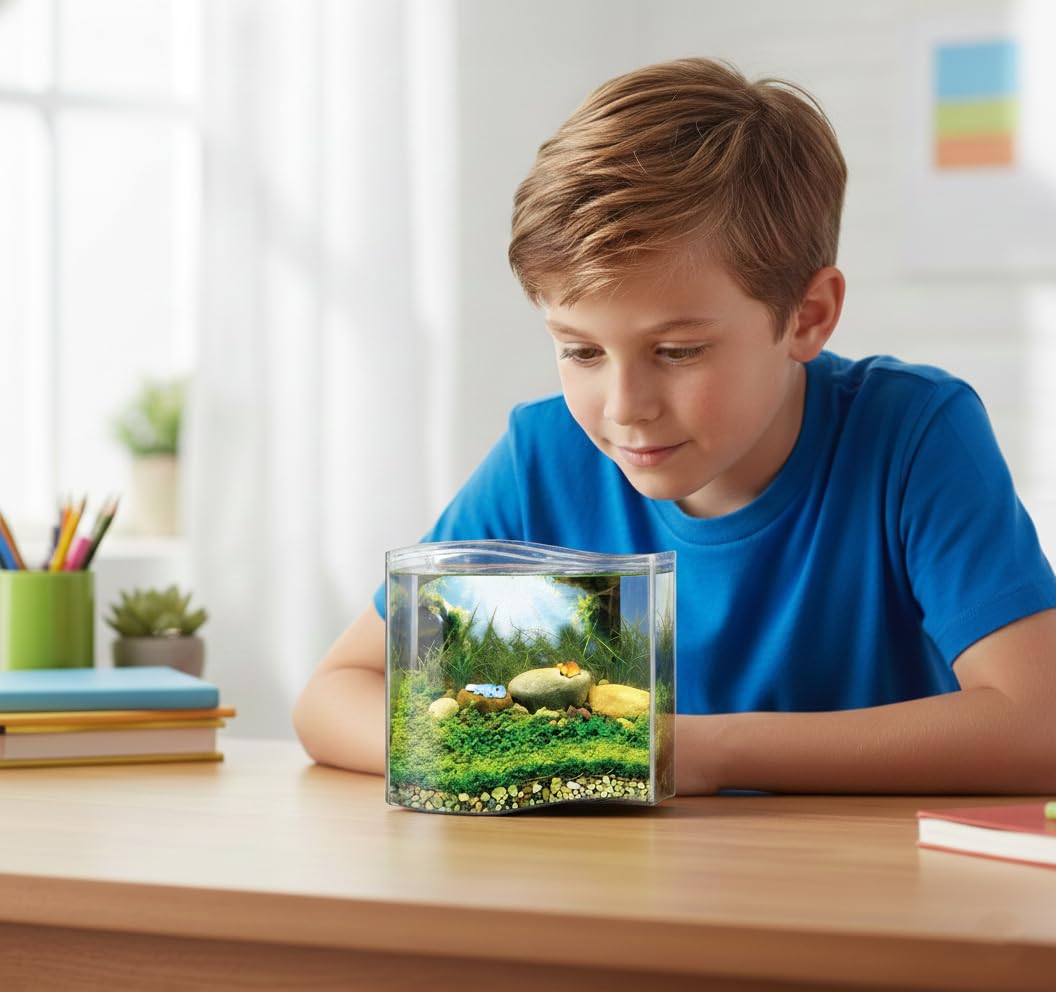 Toys By Nature Freshwater Oasis Garden, Mini Wave Terrarium Kit with Aquatic Seeds and Real Water Plant, Beginner-Friendly Terrariums and Live Indoor Plants Decor
