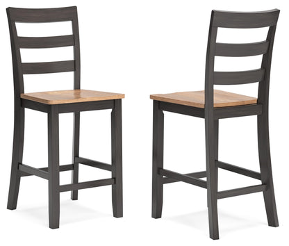 Signature Design by Ashley Gesthaven Counter Height Barstool, Set of 2, Adjustable Levelers, Solid Wood Frame, Natural/Brown