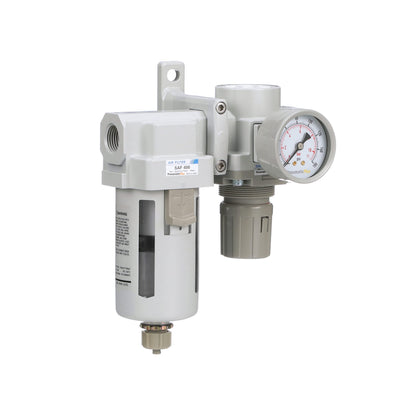 PneumaticPlus SAU420-N06G Compressed Air Filter Regulator Combo 3/4" NPT - Poly Bowl, Manual Drain, Bracket, Gauge