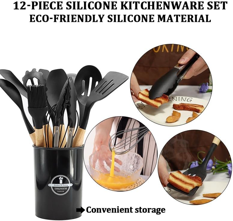 Infinite Kitchen Utensils Set, Silicone Cooking Utensils for Nonstick Cookware, Heat Resistant 392°F, Dishwasher Safe
