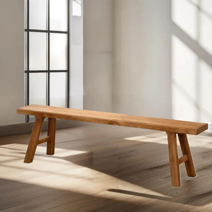 NDDKSII Farmhouse Solid Elm Wood Bench - Handcrafted Asian Rustic Entryway Bench for Living Room, Dining, Bedroom, 9 Sizes (Natural Finish) (180 * 26 * 45cm/70.9 * 10.2 * 17.7in)