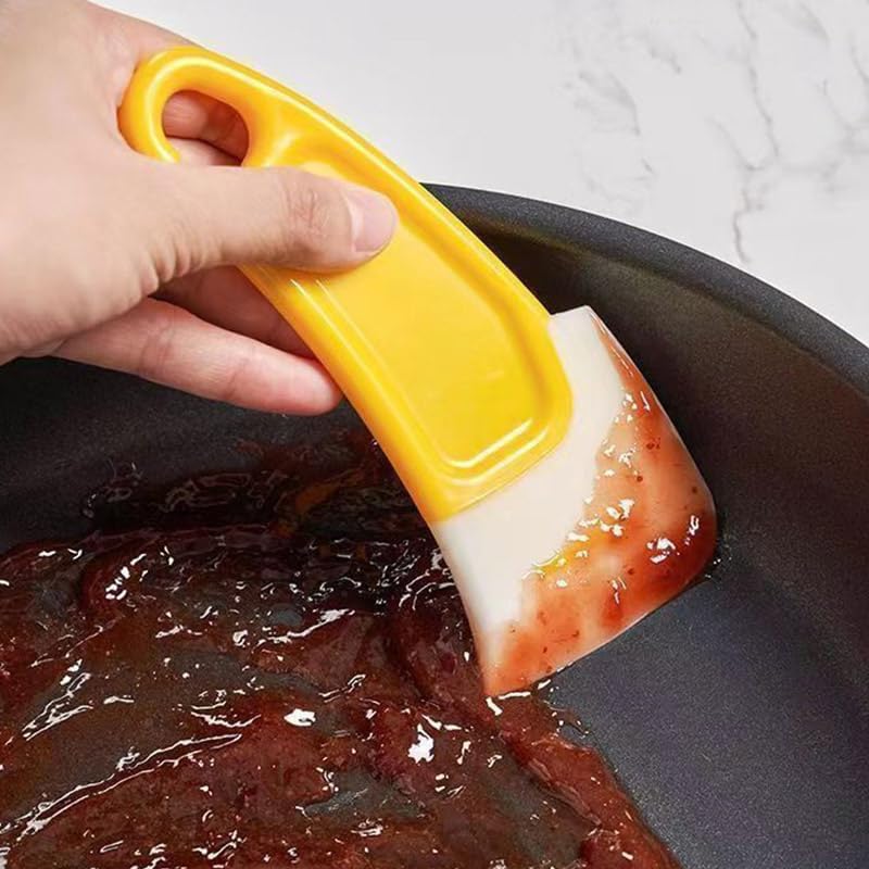 6Pcs Oil-Proof Silicone Pan Scraper, Cleaning Scraper, Non Stick Kitchen Utensil for Dish Cleaning