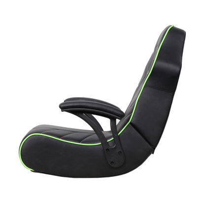 X Rocker Limewire Video Gaming Floor Chair with Armrests, Built-In Audio via Wireless Bluetooth, Foldable, Vegan Leather, 300 lbs Max, Amazon Exclusive, Black with Green