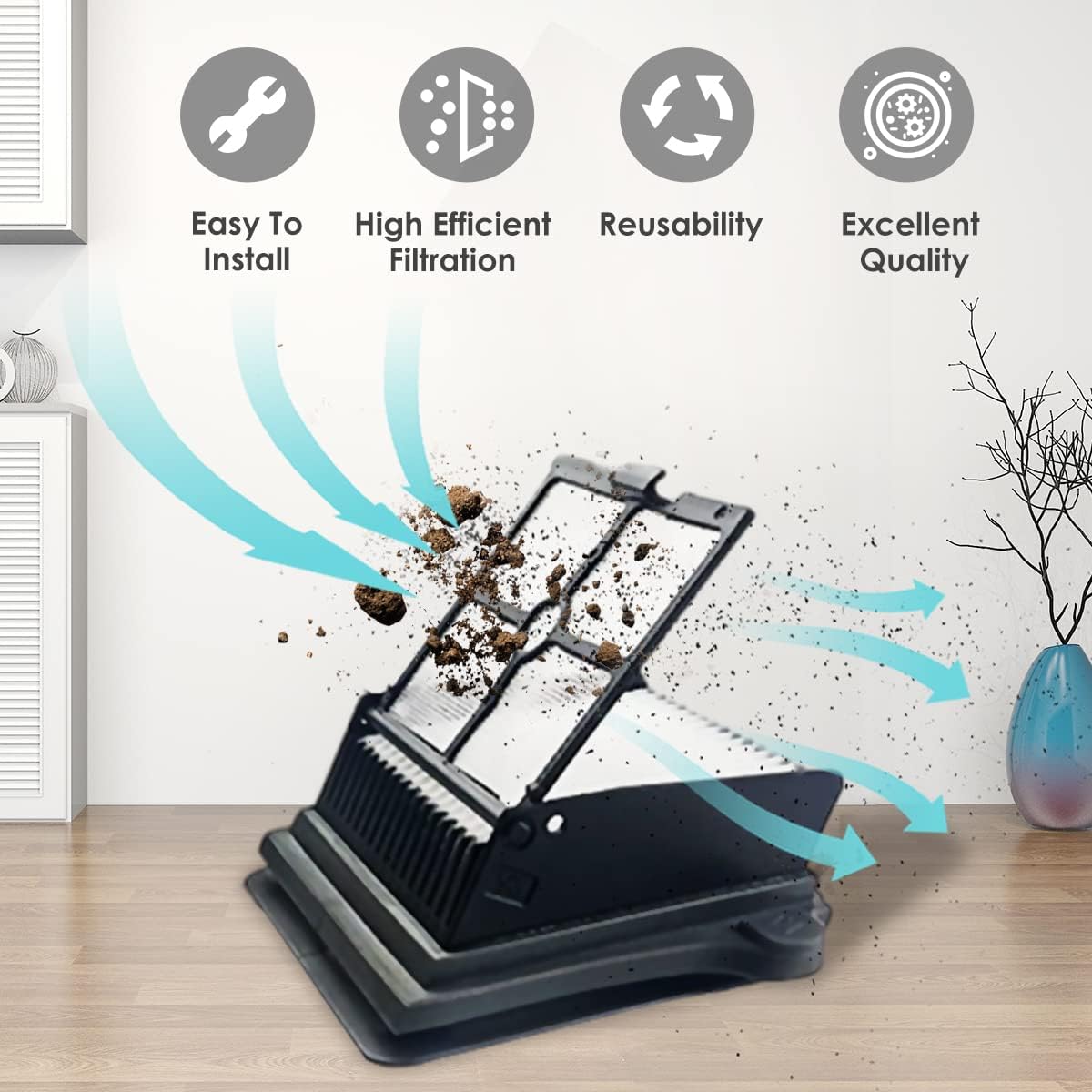Home Times Replacement HEPA Assembly and Brush Roller Set for Tineco Floor ONE S6/S7 Pro Cordless Wet Dry Vacuum