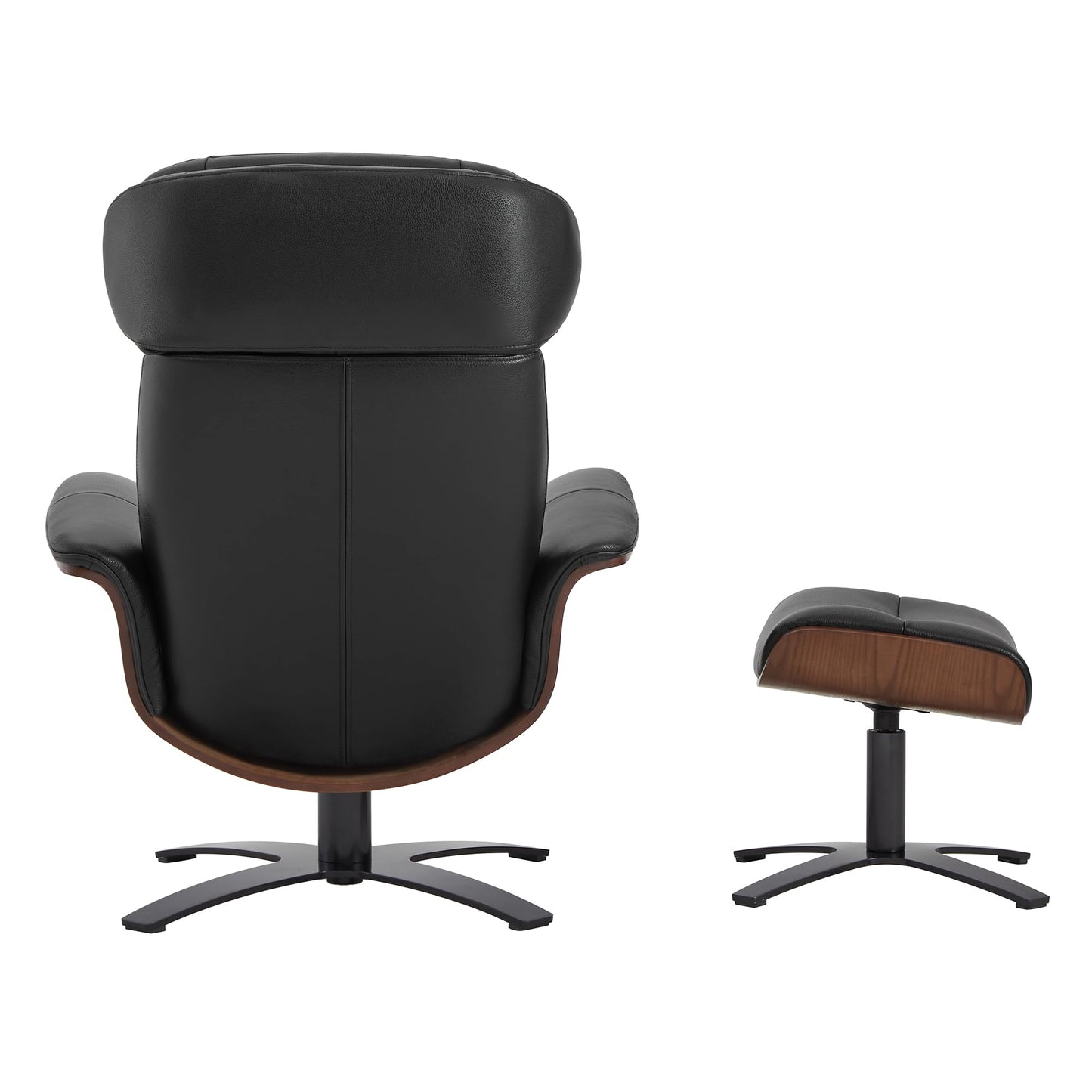 CHITA Genuine Leather Reclining Swivel Chair with Adjustable Headrest and Ottoman for Living Room, Black
