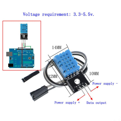 2pcs DHT11 Temperature Humidity Sensor Module, Digital Sensor 3.3V-5V with Wires for Arduino Raspberry Pi