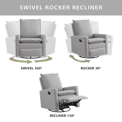 Oxford Baby Uptown Upholstered Swivel Glider and Recliner Nursery Chair, Gray