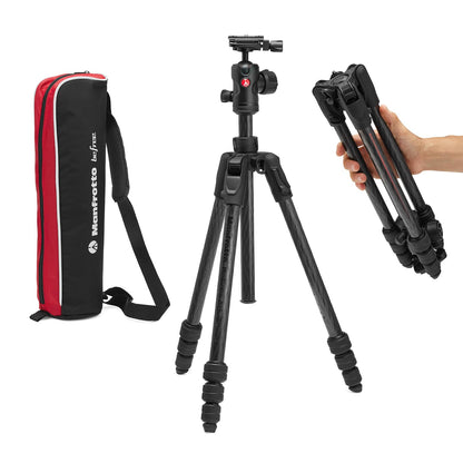 Manfrotto Befree Advanced AS, Camera Travel Tripod Kit, Twist Lock, Compatible with Arca-Swiss, Portable and Compact, Ball Head, Carbon Tripod for DSLR, Mirrorless, Camera Accessories