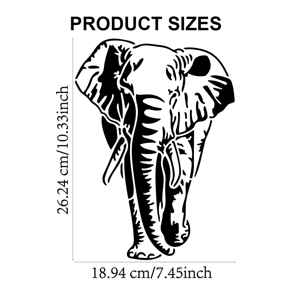 MAYJOYDIY 2 Sets Elephant Stencil 11.7×8.3/11.8x11.8inch Large Forest Animals Painting Stencil with Paint Brush Reusable Jungle Animal Drawing Templates for Wood Canvas Paper Fabric Wall Glass