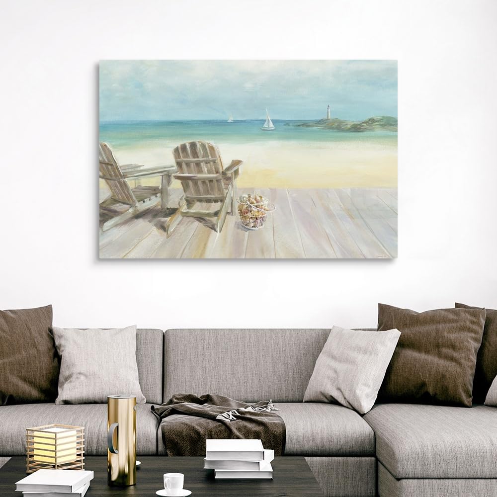 CANVAS ON DEMAND Seaside Morning No Window Canvas Wall Art Print by Danhui Nai, Coastal, Contemporary, Home Decor, Ocean, Summer Artwork,60" x40in