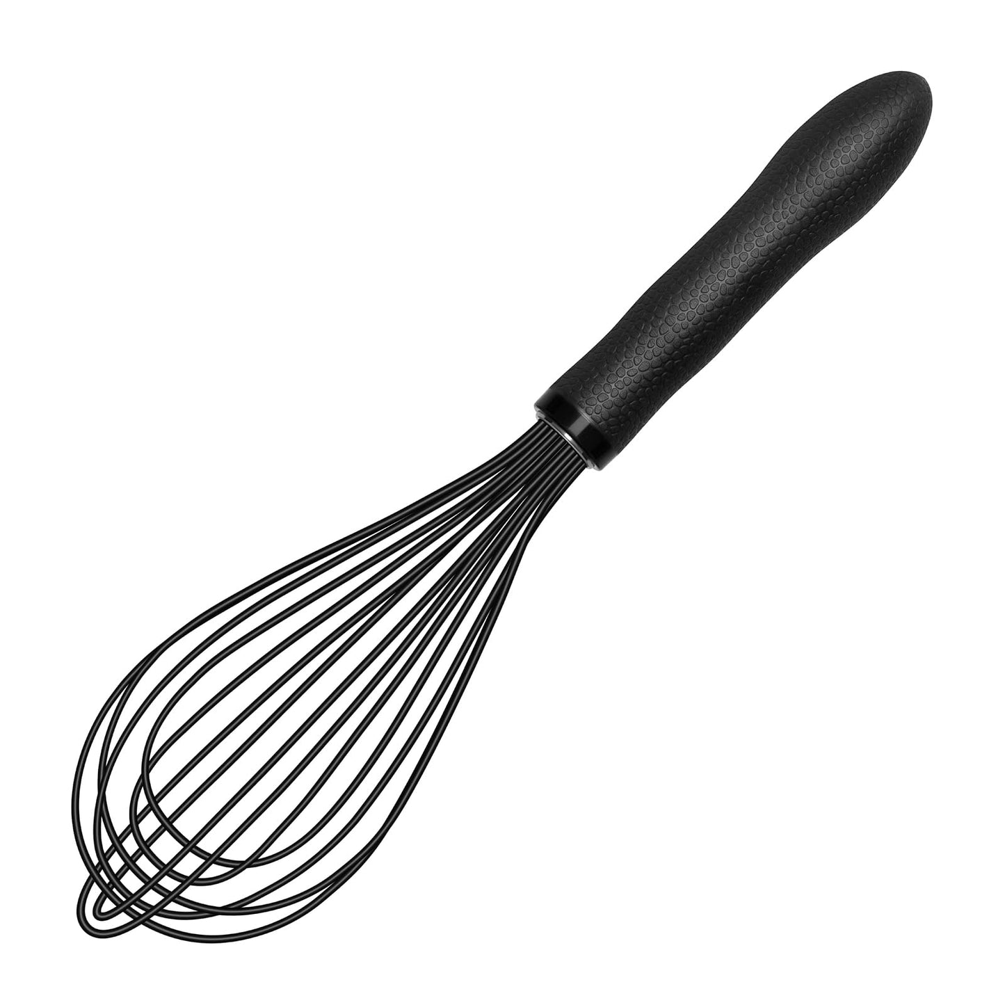 TEEVEA Silicone Whisk Stainless Steel Heat Resistant Non Scratch Kitchen Cooking Utensil for Blending Whisking Beating Frothing Stirring 11 Inch Black
