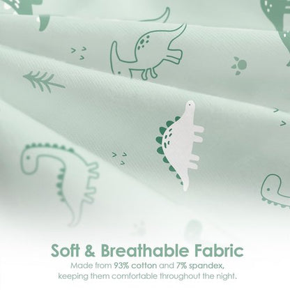 Baby Swaddle 0-2 Months, Cotton Arm-In Zipper Sleep Sack, Wearable Blankets Wrap for Newborn Infant Boys (Dinosaur, Stripe, Pack of 2)