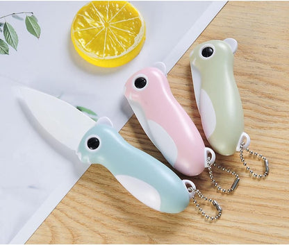 3 PACK Ceramic Paring Knife, Folding Pocket Knife, Super Sharp 2.3 Inch Blade for Fruit Peeling & Vegetable Cutting