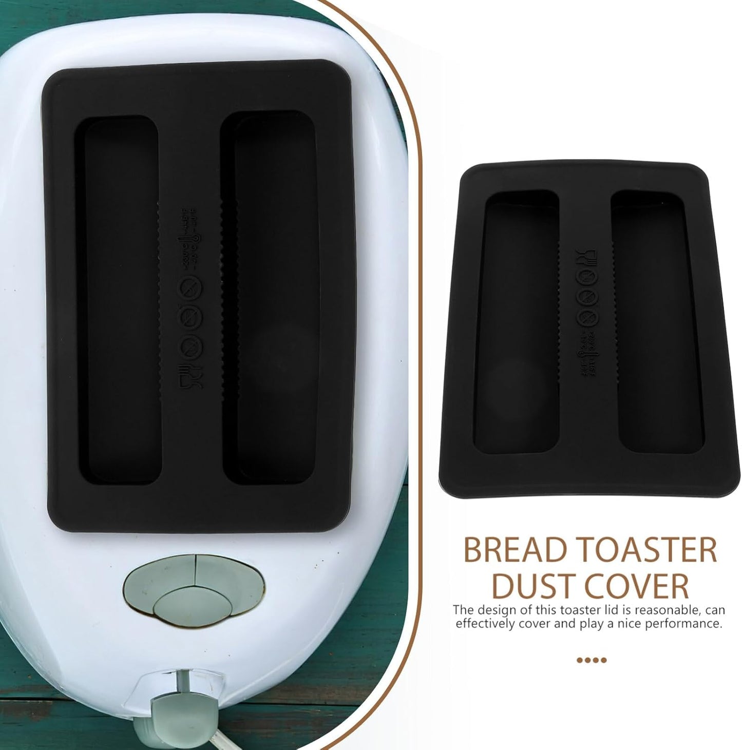 BESTonZON Silicone Toaster Dust Covers, 2 Slice Electric Bread Maker Upper Covers in Black