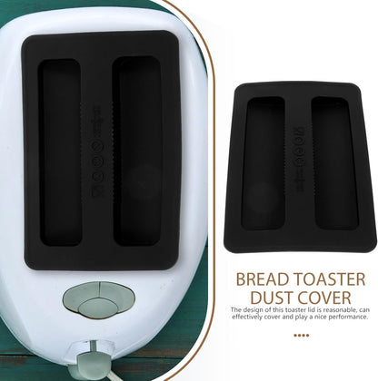 BESTonZON Silicone Toaster Dust Covers, 2 Slice Electric Bread Maker Upper Covers in Black