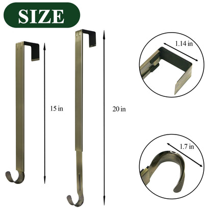 ZMCINER Wreath Hanger for Front Door, Adjustable 15-25 Inch Wreath Hanger, 20 lbs Larger Door Upgrade, Nickel