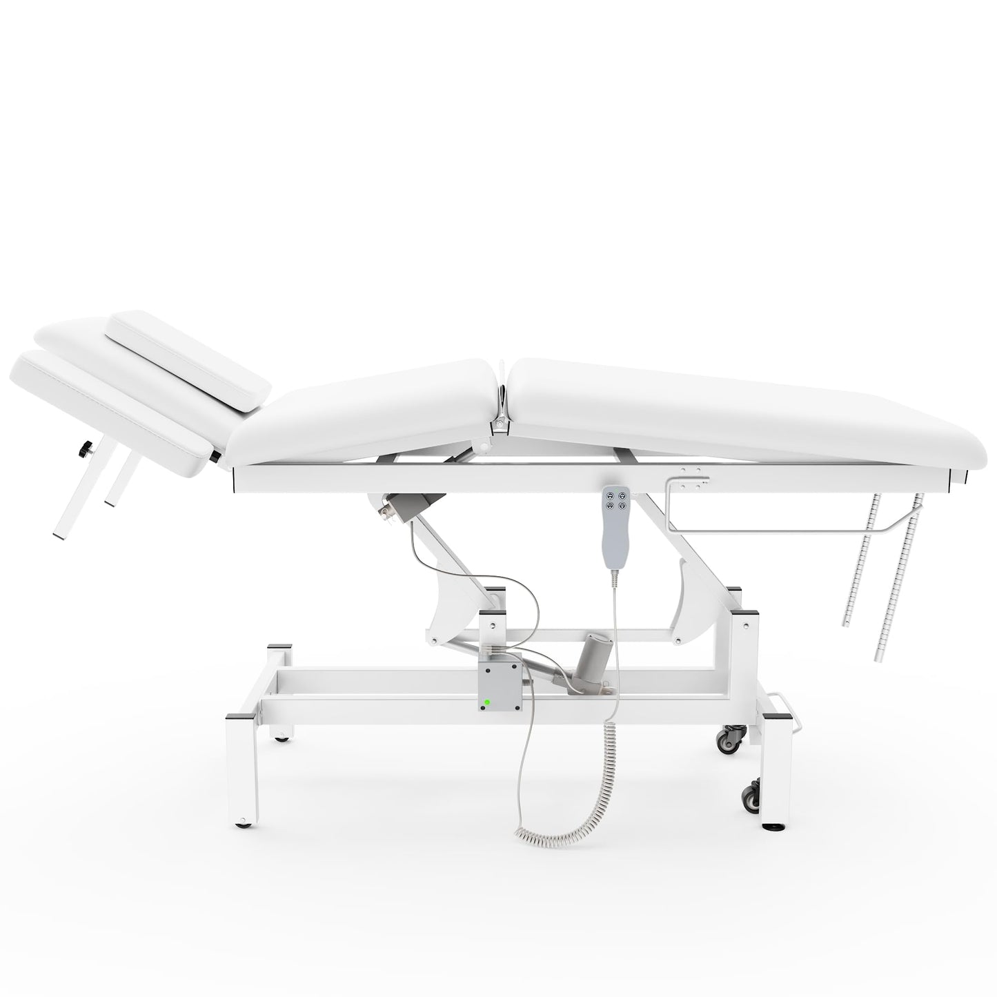 Dolonm 2 Motors Electric Massage Table, Hydraulic Electric Lift Adjustable Waist and Height Lifting Functions for Treatment, Physical Therapy, Spinal Massage, Facial Spa, Waxing, Tattooing - White