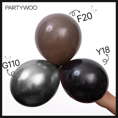PartyWoo Black Balloons - 130-Piece Arch Kit with Various Sizes for Baby Showers & Birthdays | Black