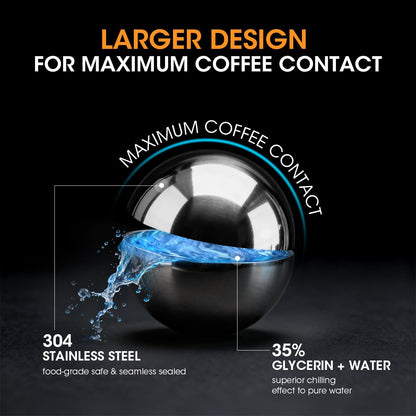 AIEVE 2 Pack Espresso Cooling Ball, Stainless Steel Frozen Ice Rock for Coffee, Espresso Accessories Extract Brew Chilling Tool Chiller Gift for Birthday, Valentine's Day, Christmas