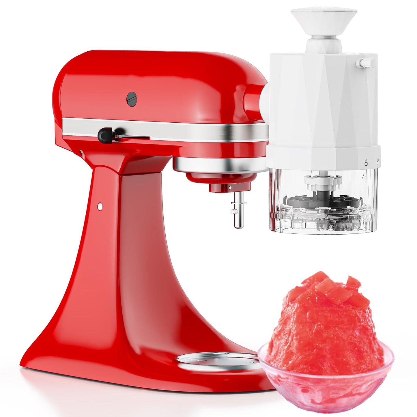 Shave Ice Attachment for Kitchenaid Stand Mixer, Shaved Ice Machine for Kitchen aid with Coarse and Fine Blades, 8 Ice Cube Molds, Snow Cone Maker