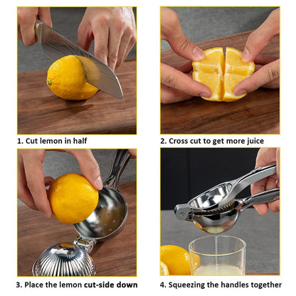 MONKKINO Lemon Squeezer, Fast Effortless Juice Extraction with Large Metal Citrus Juicer, Maximum Yield Heavy Duty Hand Lime Squeezer, Manual Lemon Juicer Press, Easy to Use w/Stainless Steel Zester