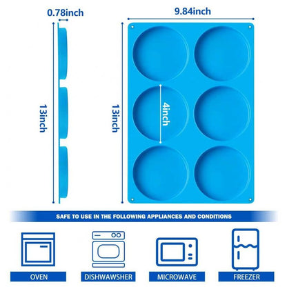 Sidosir Round Silicone Mold for Baking, 4inch Large Breakfast Sandwiches Mold Silicone for Whoopie Pie, Non-Stick Hamburger Buns Molds for Egg Pan (1, ROUND)