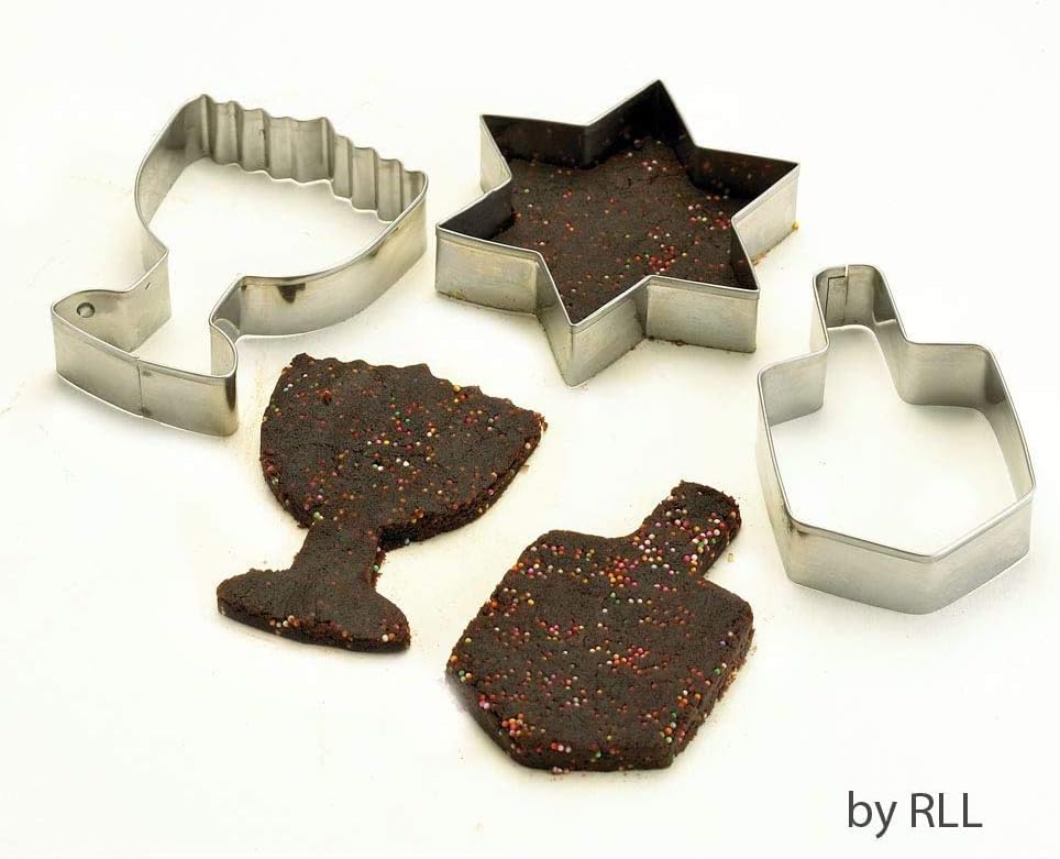 Set 3 Rite Lite of Chanukah Cookie Cutters Sheets - Dreidel, Menorah, Star of David Design, Jewish New Year Holiday