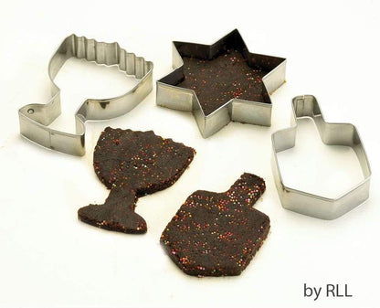 Set 3 Rite Lite of Chanukah Cookie Cutters Sheets - Dreidel, Menorah, Star of David Design, Jewish New Year Holiday