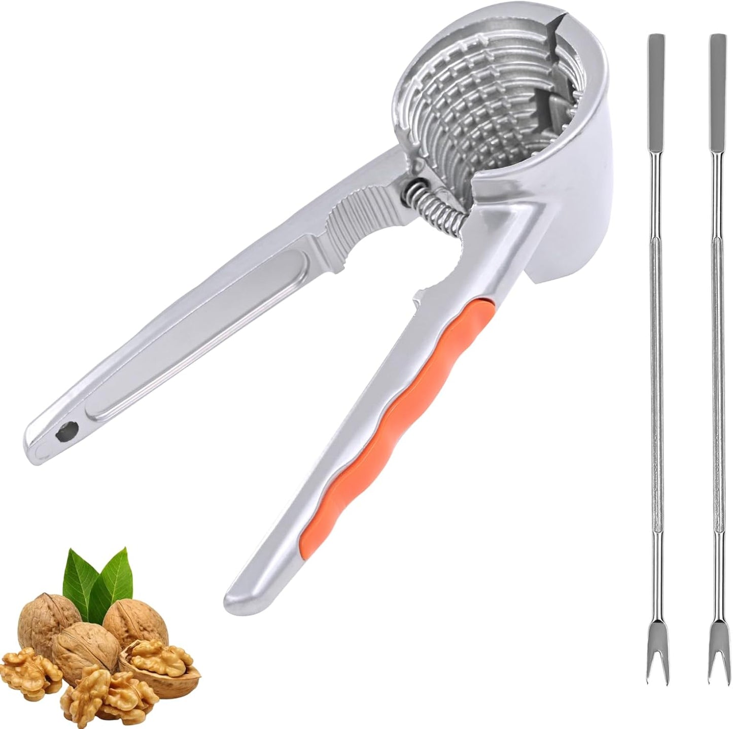1 2PCS PCS Nut Crackers Heavy Duty Walnut Cracker with Non-Slip Handle Nut Crackers Tools Funnel Walnut Pliers
