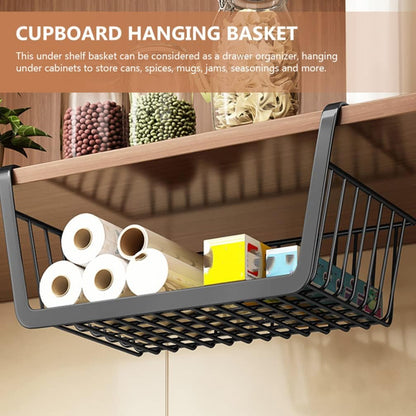 Zerodeko Under Shelf Basket - Hanging Wire Storage Baskets for Kitchen Pantry, Desk, Bookshelf Organizer