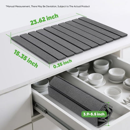 Stone Drying Mat for Kitchen Counter, Quick Diatomaceous Earth Mats for Dishes, 23.6"L x 15.7" W Super Absorbent Fast-Drying Collapsible Countertop Stone Mat (Dark Grey, 24" x 16")