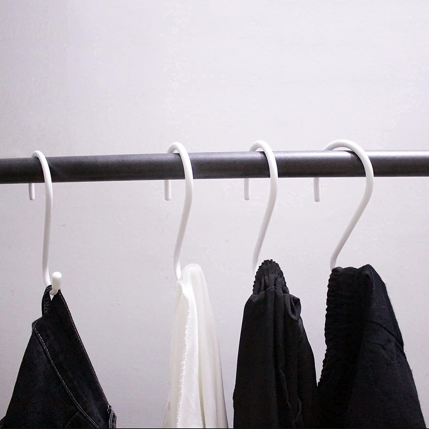 4 Pack Large S Hooks for Hanging Heavy Duty, 6 inch Non Slip Vinyl Coated Metal Closet S Hooks for Kitchen Utensils,