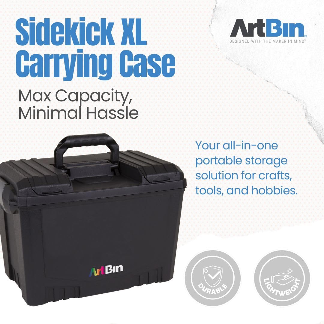 ArtBin 6917AB Sidekick XL Carrying Case, Portable Art & Craft Organizer with Handle, [1] Plastic Storage Case, Black