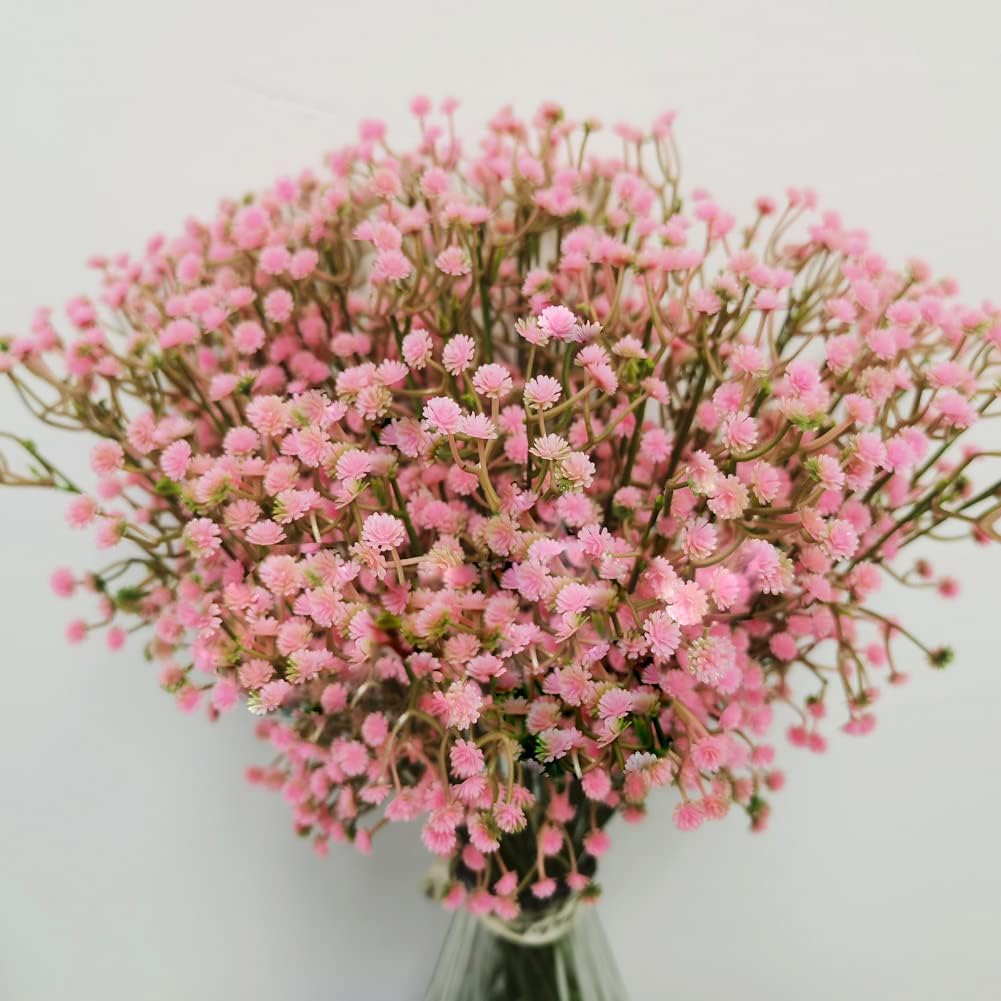 Bringsine Baby Breath Gypsophila Deco, Pink Colour Artificial Flowers, 40 Pieces/lot