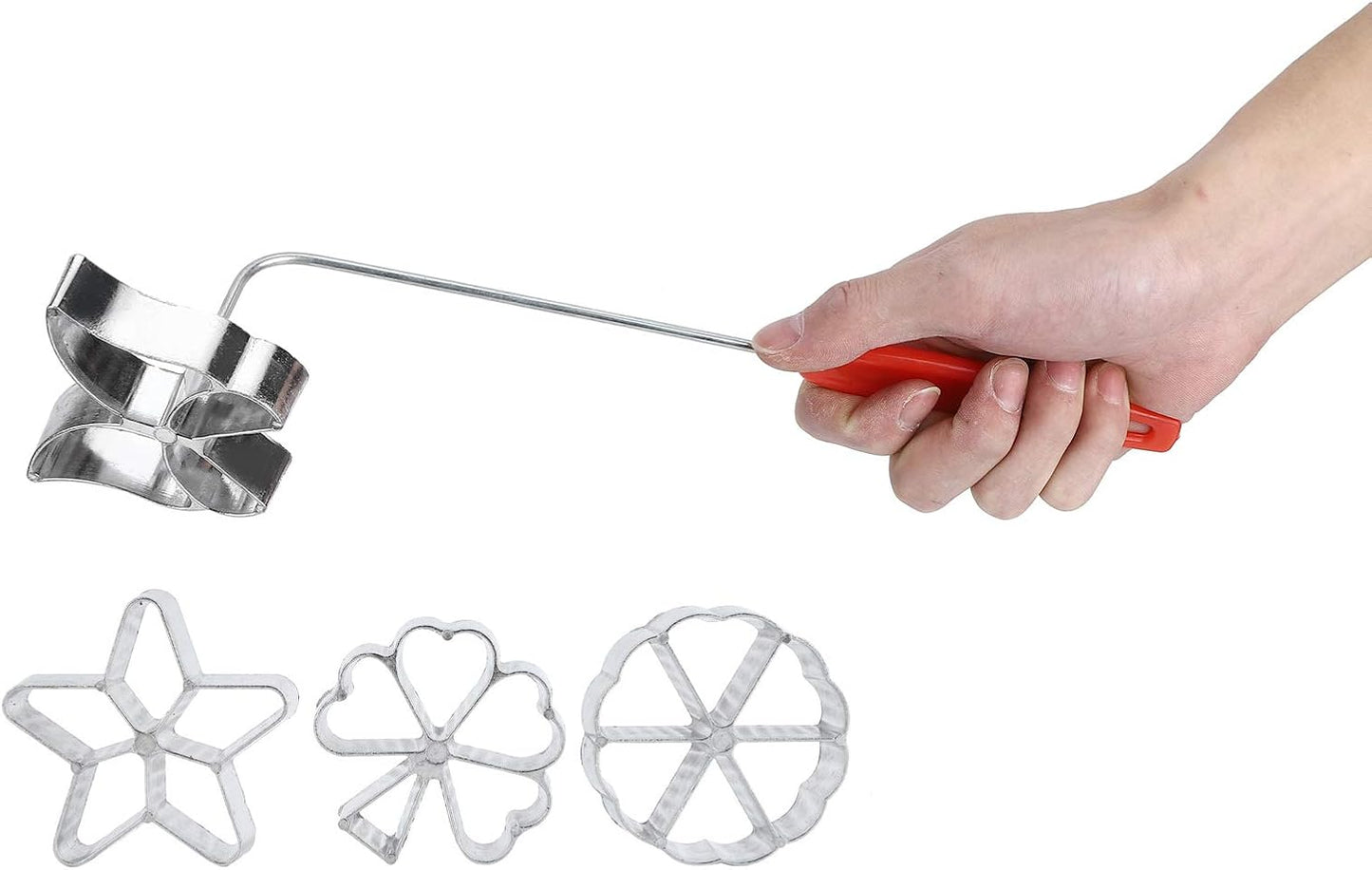 Rosette Iron Set with Handle, 4 Shapes Cake Printing Pastry Waffle Molds, Cookie Pastry Mold for Biscuit Lovers