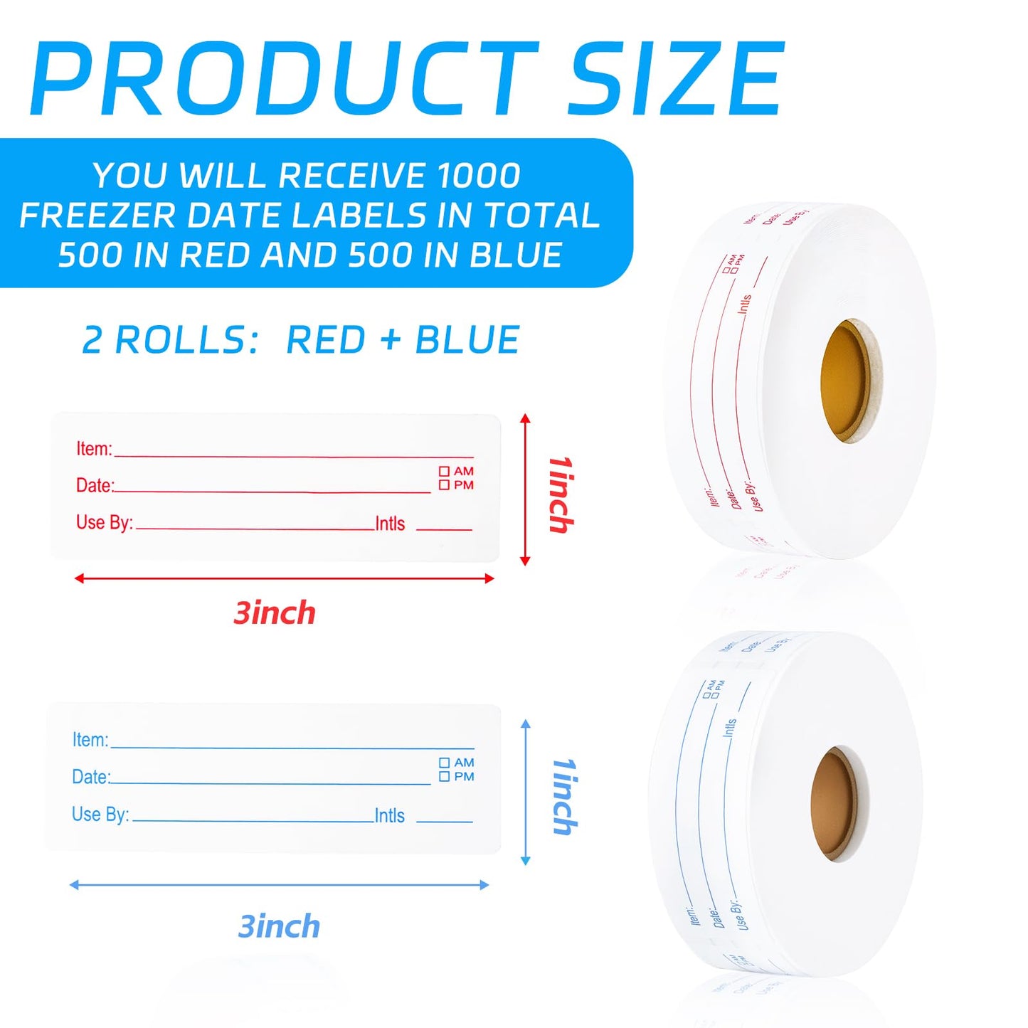 1000 Pcs Removable Freezer Labels (1x3 Inch) - Waterproof & Oil Resistant Food Storage Stickers, No Residue Easy Peel Date Content Labels for Kitchen Containers, Glass Jars & Restaurants