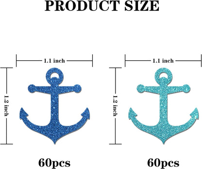120pcs Nautical Theme Confetti Glitter, Ship Anchor Confetti, Baby Shower, Wedding, Ocean Sailing Birthday Party Table