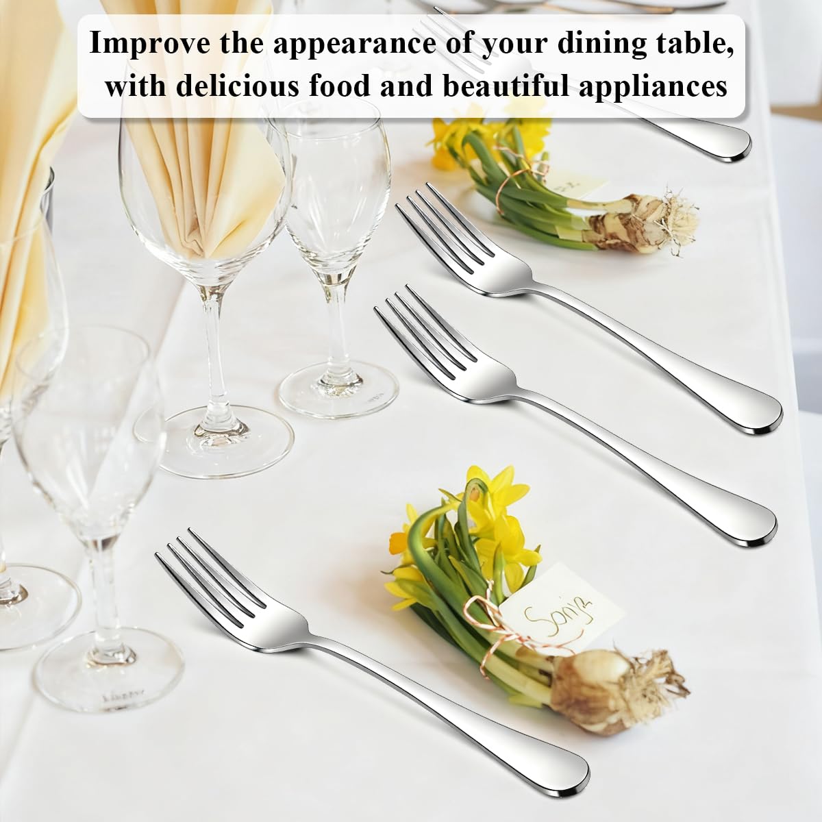 Berglander Dinner Forks Set 24pcs, Stainless Steel 7.28" Table Salad Forks, Flatware Silverware Fork for Home Kitchen, Restaurant, Hotel, Dishwasher Safe