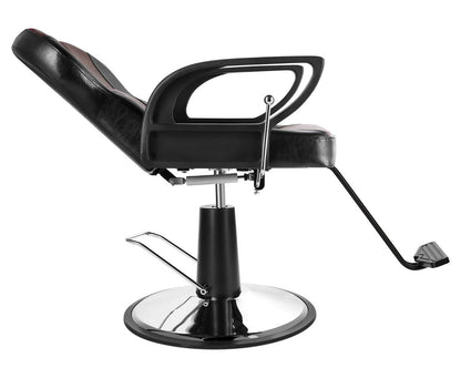 Beautymega Vintage Hydraulic Pump Hair Cutting Chairs Reclining Beauty Salon Styling Chairs (Black & Brown)