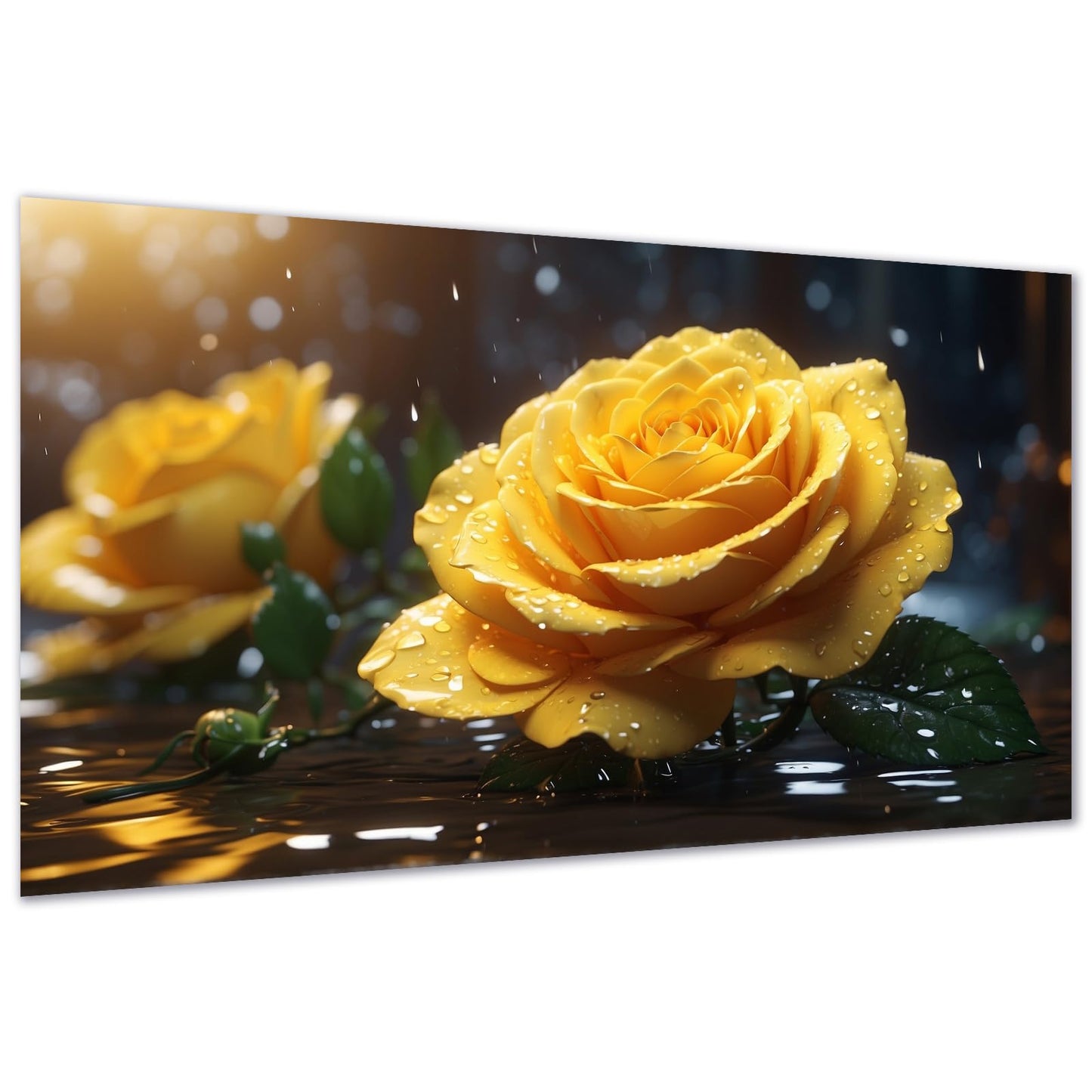 DDGEMART 5D Yellow Rose Diamond Painting Kit - Full Drill Round Beads DIY Floral Diamond Art Canvas for Adults, Elegant Flower Wall Decor 28x16 Inch